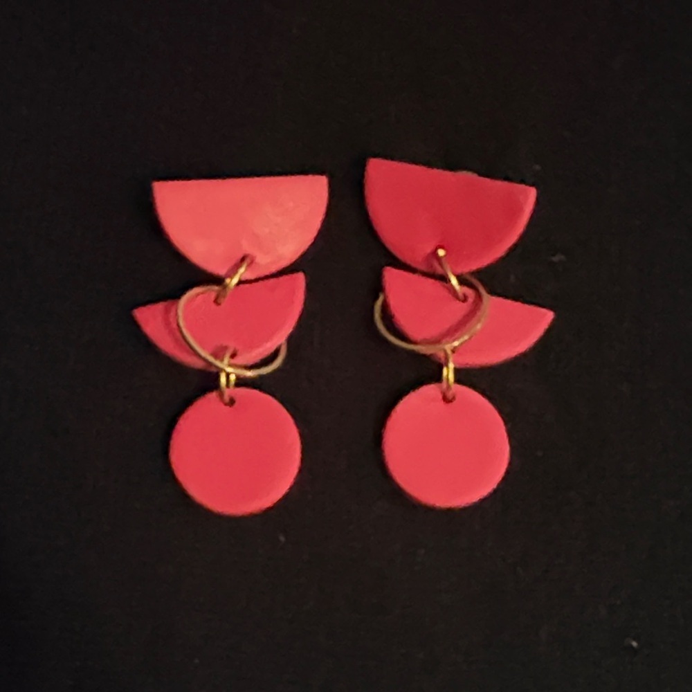 Chic Red Geometric Earrings